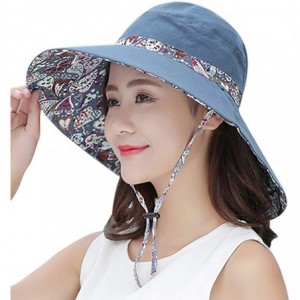 Sun Hats Women's Large Brimmed Summer Hat Foldable Garden Beach UV Protective Sun Hat - Navy_style 2 - CC18QN2IK0A $10.37