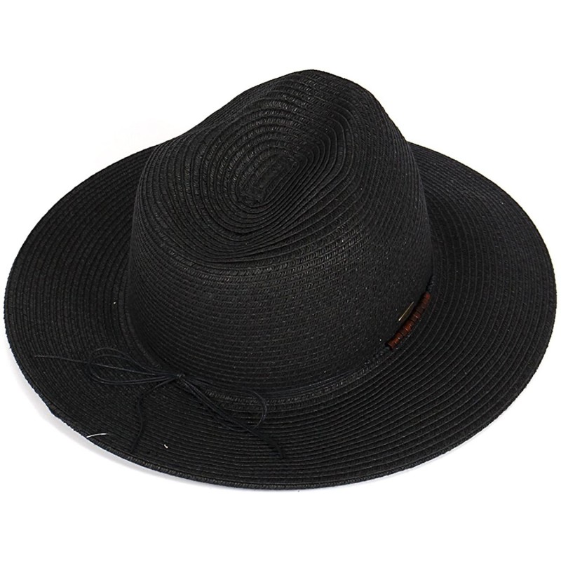 Sun Hats Beach Sun Hats for Women Large Sized Paper Straw Wide Brim Summer Panama Fedora - Sun Protection - CR18ER9GG5A $12.78