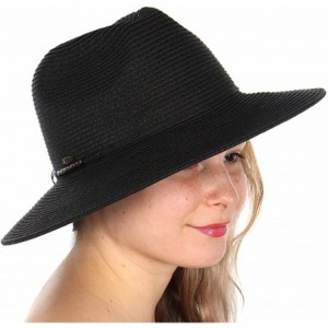 Sun Hats Beach Sun Hats for Women Large Sized Paper Straw Wide Brim Summer Panama Fedora - Sun Protection - CR18ER9GG5A $12.78
