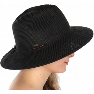 Sun Hats Beach Sun Hats for Women Large Sized Paper Straw Wide Brim Summer Panama Fedora - Sun Protection - CR18ER9GG5A $12.78