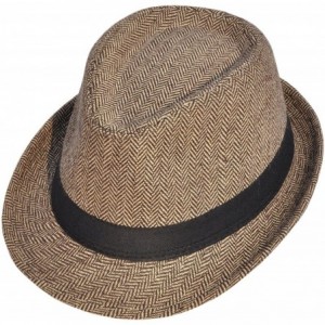 Fedoras Men Women's Classic Manhattan Trilby Fedora Hat - Brown - CG184SA5S0Q $12.62