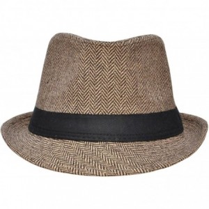 Fedoras Men Women's Classic Manhattan Trilby Fedora Hat - Brown - CG184SA5S0Q $12.62