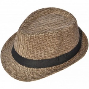 Fedoras Men Women's Classic Manhattan Trilby Fedora Hat - Brown - CG184SA5S0Q $12.62