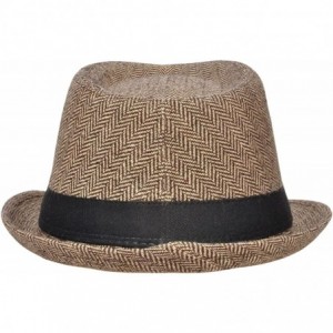 Fedoras Men Women's Classic Manhattan Trilby Fedora Hat - Brown - CG184SA5S0Q $12.62