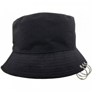Bucket Hats Kpop Hat Bucket Cotton Foldable with Rings - Black - CC18TSUI5DA $26.04