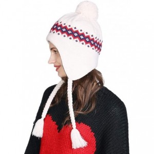 Skullies & Beanies Women Knit Beanie Snow Winter Hat Ski Cap with Pom for Girl Cold Weather 54-60cm - 00799-beige - CX18ZD36Y...