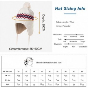 Skullies & Beanies Women Knit Beanie Snow Winter Hat Ski Cap with Pom for Girl Cold Weather 54-60cm - 00799-beige - CX18ZD36Y...