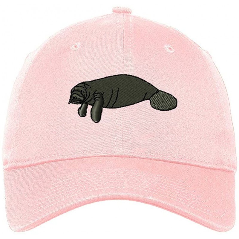 Baseball Caps Custom Low Profile Soft Hat Manatee Embroidery Animal Name Cotton Dad Hat - Soft Pink - CT18OK5UUQW $26.03