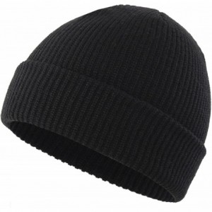 Skullies & Beanies Classic Men's Warm Winter Hats Acrylic Knit Cuff Beanie Cap Daily Beanie Hat - Black - CO12MYDCB33 $11.85