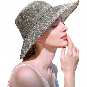 Bucket Hats Packable Sun Hats for Women with UV Protection Stylish Floppy Travel Hat - Beigegray - CU18R7C88T7 $21.70