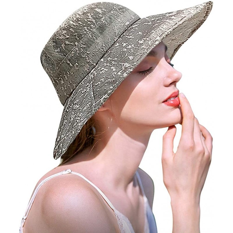 Bucket Hats Packable Sun Hats for Women with UV Protection Stylish Floppy Travel Hat - Beigegray - CU18R7C88T7 $12.78