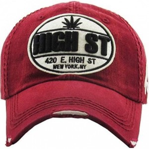 Baseball Caps Weed Marijuana Leaf Collection Dad Hat Baseball Cap Polo Style Adjustable - (5.3) High Street Burgundy - C21202...