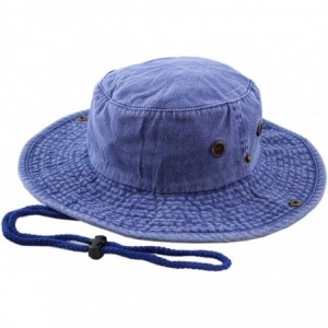 Sun Hats 100% Cotton Stone-Washed Safari Wide Brim Foldable Double-Sided Sun Boonie Bucket Hat - Pigment - Royal Blue - CG18R...