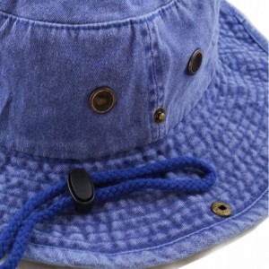 Sun Hats 100% Cotton Stone-Washed Safari Wide Brim Foldable Double-Sided Sun Boonie Bucket Hat - Pigment - Royal Blue - CG18R...