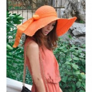 Sun Hats Womens Sun Straw Hat Foldable Large Wide Brim Travel Beach Bow Bucket Cord Visor Cap - Coffee - CU17YLDXZIZ $27.65