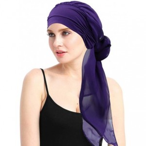 Skullies & Beanies Chemo Headwear Headwrap Scarf Cancer Caps Gifts for Hair Loss Women - Dark Purple - CO18EIQMO50 $19.82