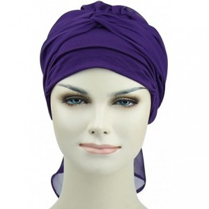 Skullies & Beanies Chemo Headwear Headwrap Scarf Cancer Caps Gifts for Hair Loss Women - Dark Purple - CO18EIQMO50 $19.82
