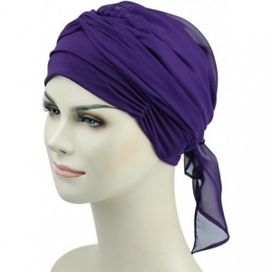 Skullies & Beanies Chemo Headwear Headwrap Scarf Cancer Caps Gifts for Hair Loss Women - Dark Purple - CO18EIQMO50 $19.82