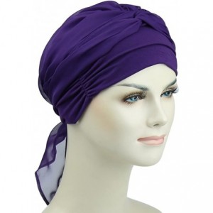 Skullies & Beanies Chemo Headwear Headwrap Scarf Cancer Caps Gifts for Hair Loss Women - Dark Purple - CO18EIQMO50 $19.82