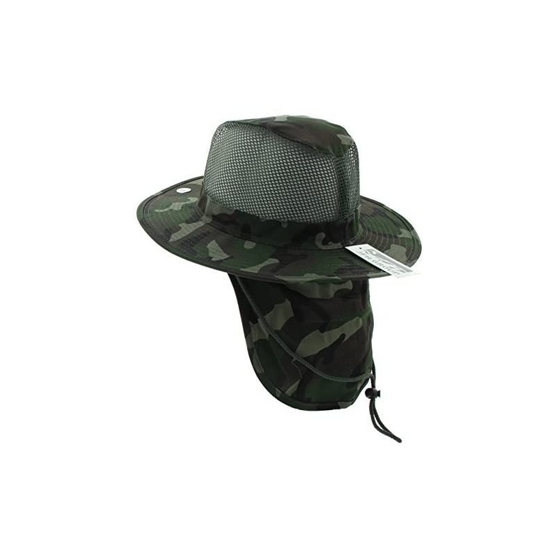 Sun Hats Wide Brim Bora Booney Outdoor Safari Summer Hat w/Neck Flap & Sun Protection - Dark Green Camouflage - C111L1L4HTJ $...