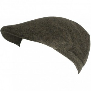 Newsboy Caps Brushed Wool Herringbone Ivy Scally Cap Driver Hat - Brown - CN110KYNGNB $31.05