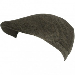 Newsboy Caps Brushed Wool Herringbone Ivy Scally Cap Driver Hat - Brown - CN110KYNGNB $18.05