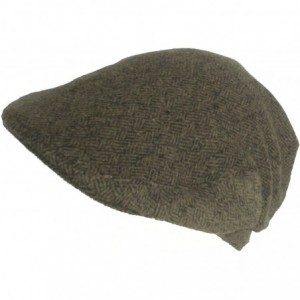 Newsboy Caps Brushed Wool Herringbone Ivy Scally Cap Driver Hat - Brown - CN110KYNGNB $26.71