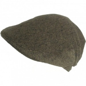 Newsboy Caps Brushed Wool Herringbone Ivy Scally Cap Driver Hat - Brown - CN110KYNGNB $18.05