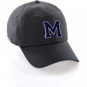 Baseball Caps Custom Hat A to Z Initial Letters Classic Baseball Cap- Charcoal Hat White Navy - Letter M - CX18ESZROTQ $14.41