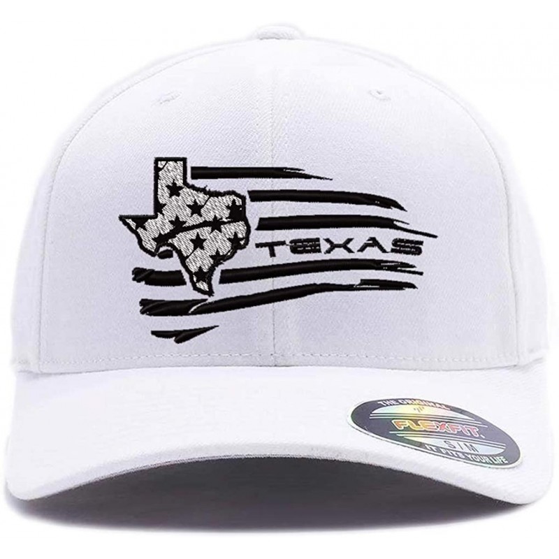 Baseball Caps USA State MAP with Flag Hats. Embroidered. 6277 Flexfit Wooly Combed Baseball Cap - White - CF18DKYD8Y2 $25.02