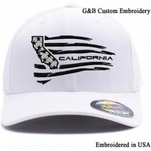 Baseball Caps USA State MAP with Flag Hats. Embroidered. 6277 Flexfit Wooly Combed Baseball Cap - White - CF18DKYD8Y2 $25.02