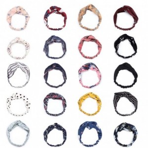 Headbands 20 Pcs Boho Headbands for Women Vintage Flower Printing Twisted Criss Cross Elastic Head Wrap Hair Accessories - CV...