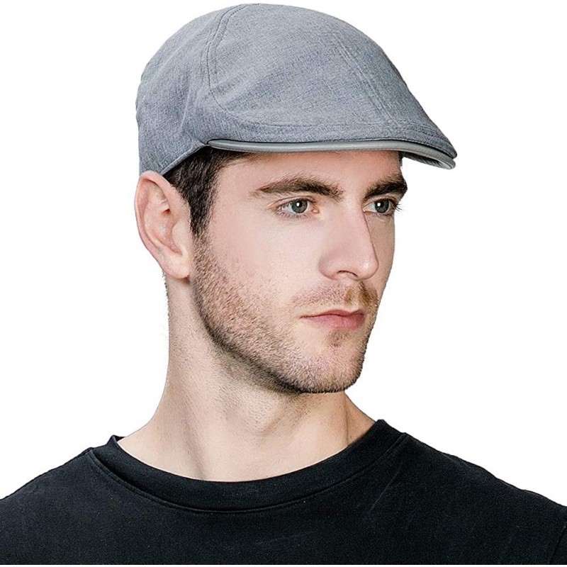 Newsboy Caps Mens Flat Duckbill Hat Newsboy Driving Cap PU Visor 6-Panel 57-59CM - 89047_gray - CW17YLLXWOS $17.69