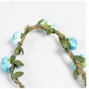Headbands Hippie Love Flower Garland Crown Festival Wedding Hair Wreath BOHO Floral Headband - Blue - CU11MM4OIBL $7.76