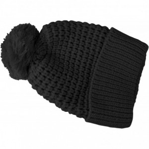 Skullies & Beanies Oversize Cute Beanie Hat Cap Warm Hand Knit Pom Pom Double Layer Thick Winter Ski Snowboard Hat - Black - ...
