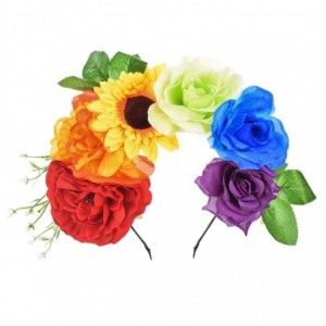 Headbands Day of the Dead Flower Crown Festival Headband Rose Mexican Floral Headpiece HC-23 (Z-colorful) - Z-colorful - CT18...