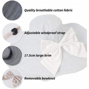 Sun Hats Women Large Bow Wide Brim Hat Foldable Floppy Reversible Hat UPF50 Sun Beach Vacation - Deep Gray - C118WLM6UG9 $9.94