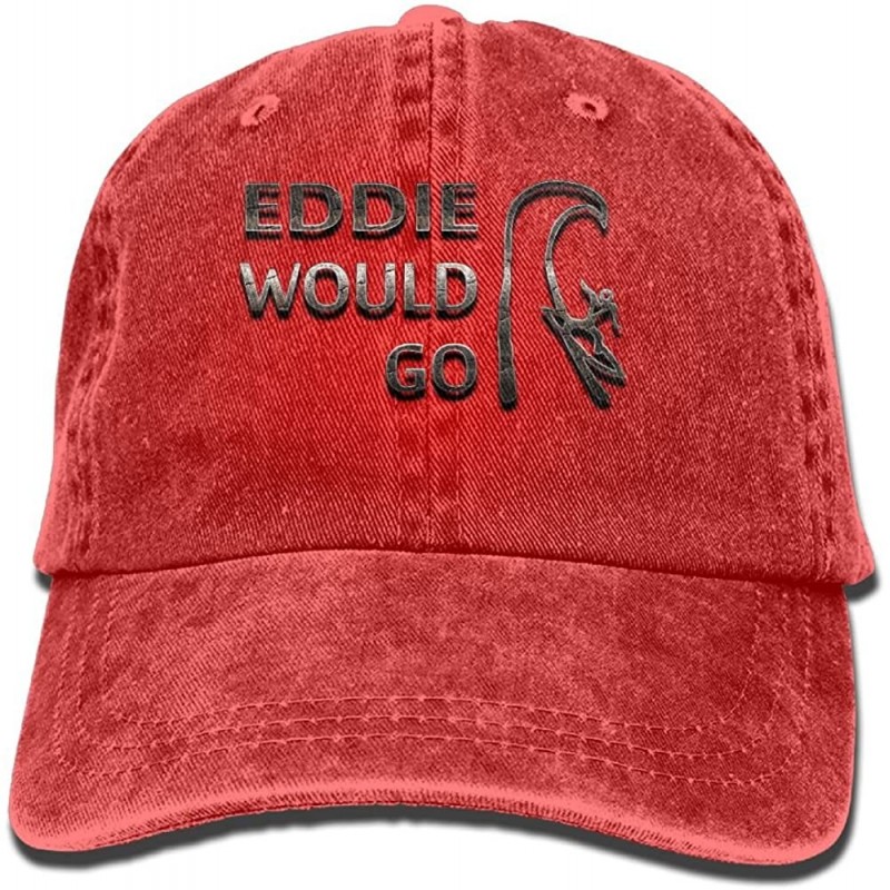 Cowboy Hats Eddie Would Go Trend Printing Cowboy Hat Fashion Baseball Cap for Men and Women Black - Red - C7180H45CAL $12.60