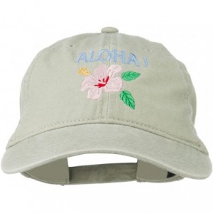 Baseball Caps Hawaii Flower Aloha Embroidered Washed Cap - Stone - CV11RNPIIHJ $19.12