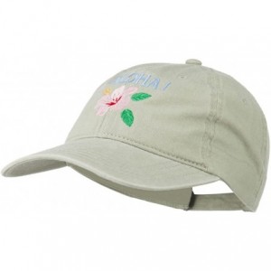 Baseball Caps Hawaii Flower Aloha Embroidered Washed Cap - Stone - CV11RNPIIHJ $19.12