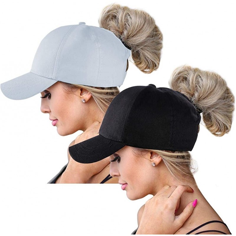 Sun Hats Ponytail Baseball Glitter Ponycaps Adjustable - Classic-black/Grey - CM18NG8UI2R $18.56