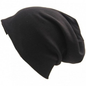 Skullies & Beanies Unisex Indoors Cotton Beanie- Soft Sleep Cap for Hairloss- Cancer- Chemo - Black+grey - CV189ZO3X9D $9.62