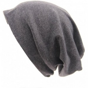 Skullies & Beanies Unisex Indoors Cotton Beanie- Soft Sleep Cap for Hairloss- Cancer- Chemo - Black+grey - CV189ZO3X9D $9.62