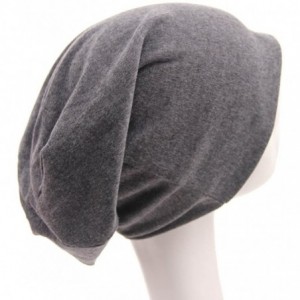 Skullies & Beanies Unisex Indoors Cotton Beanie- Soft Sleep Cap for Hairloss- Cancer- Chemo - Black+grey - CV189ZO3X9D $9.62