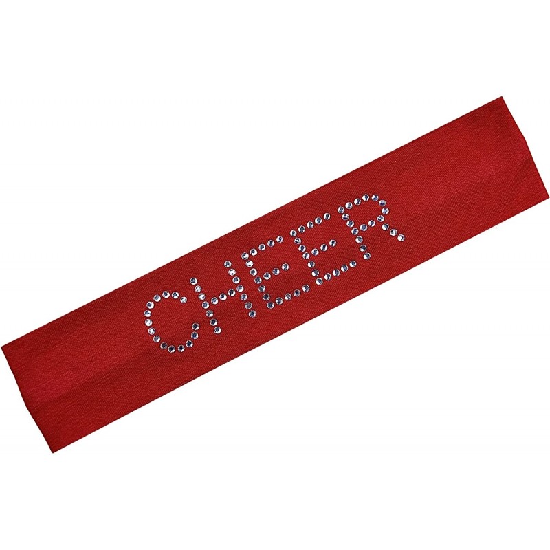 Headbands Cheer Rhinestone Cotton Stretch Headband - Red - CN115LJFX13 $8.33