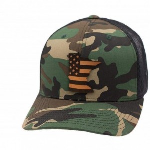 Baseball Caps 'Minnesota Patriot' Leather Patch Hat Curved Trucker - Brown/Tan - C218IGOLNXG $19.70