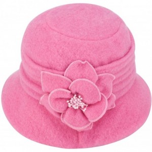 Berets Womens Gatsby 1920s Winter Wool Cap Beret Beanie Cloche Bucket Hat A299 - Pink - C9126JZ5XXP $17.97