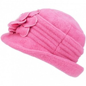 Berets Womens Gatsby 1920s Winter Wool Cap Beret Beanie Cloche Bucket Hat A299 - Pink - C9126JZ5XXP $17.97
