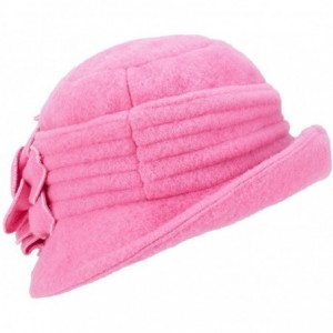 Berets Womens Gatsby 1920s Winter Wool Cap Beret Beanie Cloche Bucket Hat A299 - Pink - C9126JZ5XXP $17.97