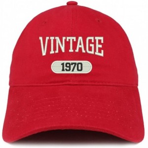 Baseball Caps Vintage 1970 Embroidered 50th Birthday Relaxed Fitting Cotton Cap - Red - C5180ZLMEHT $32.45